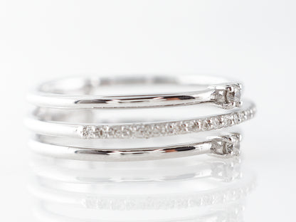 Triple Stacking Ring w/ Diamonds in 14k White Gold