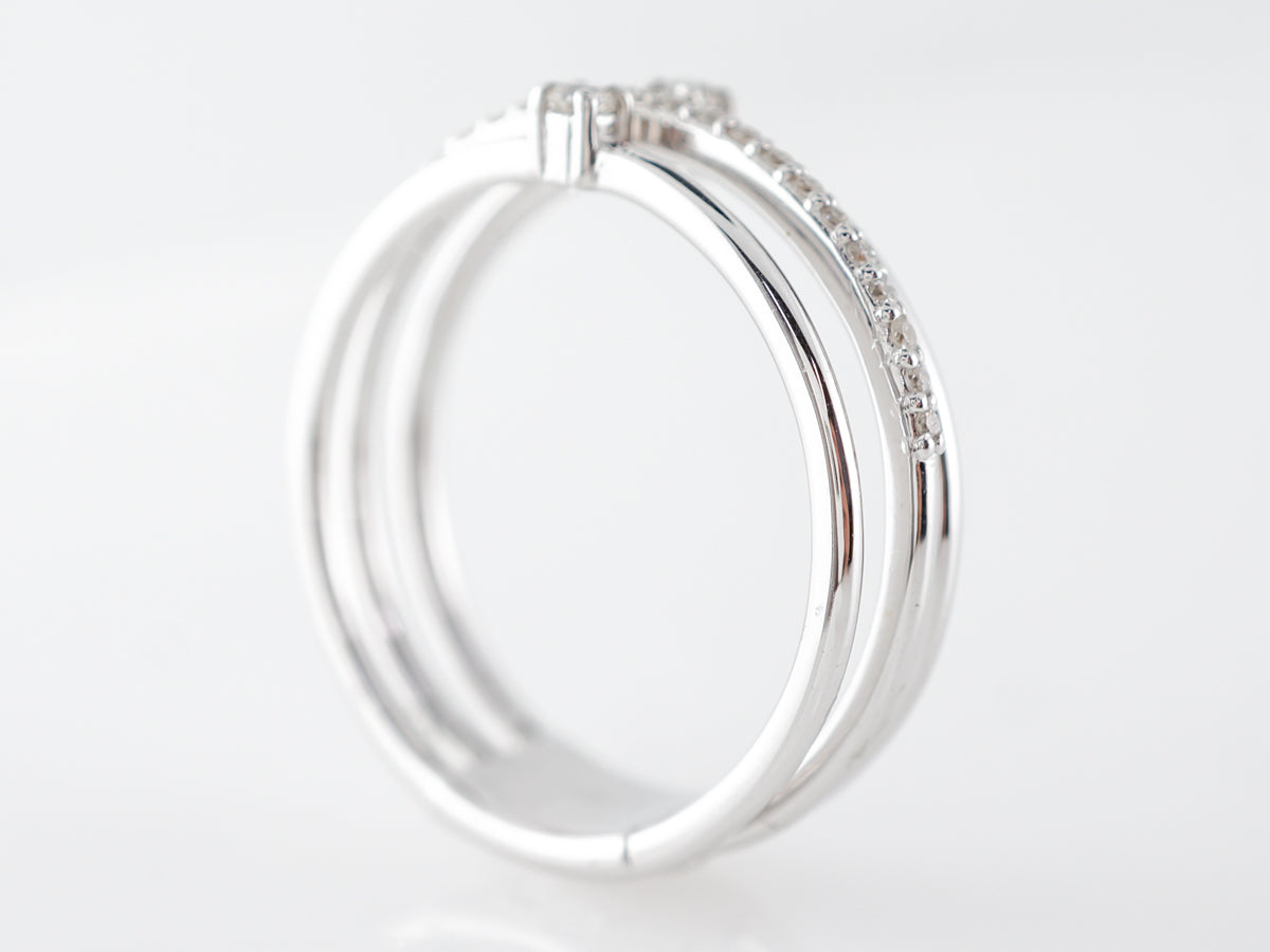 Triple Stacking Ring w/ Diamonds in 14k White Gold