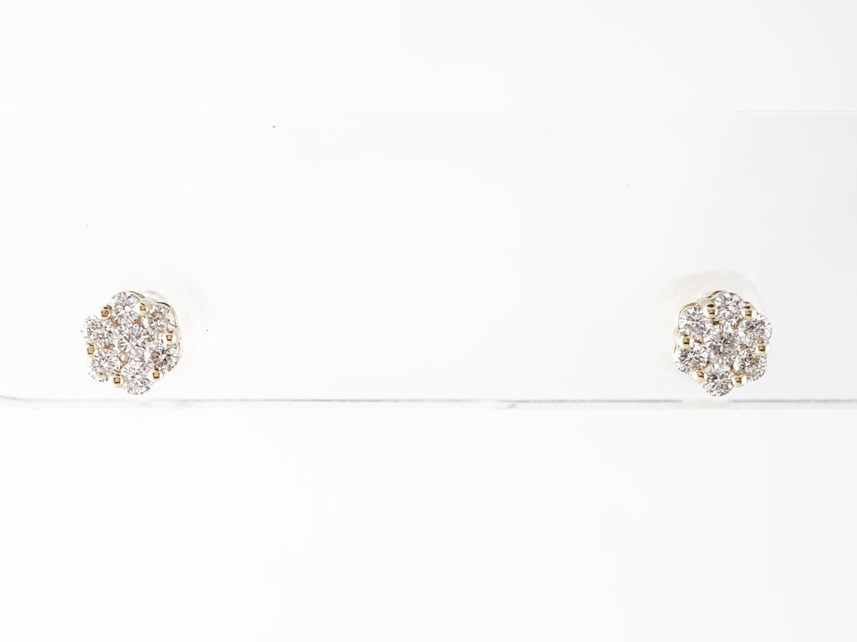 Geometric Diamond Stud Earrings in 14k Yellow Gold