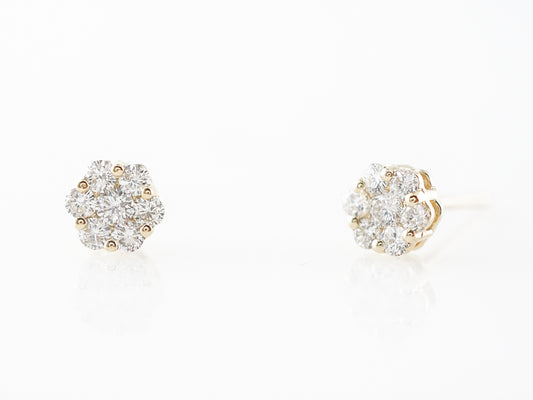 Geometric Diamond Stud Earrings in 14k Yellow Gold