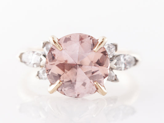 Peach Sapphire Engagement Ring w/ Diamonds in White Gold