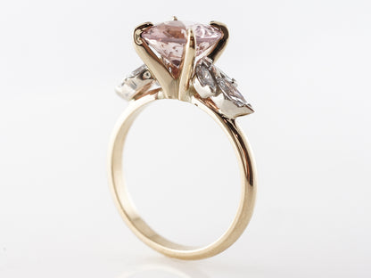 Peach Sapphire Engagement Ring w/ Diamonds in White Gold