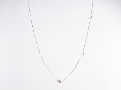 Round Cut Bezel Diamond Necklace in 14K White Gold