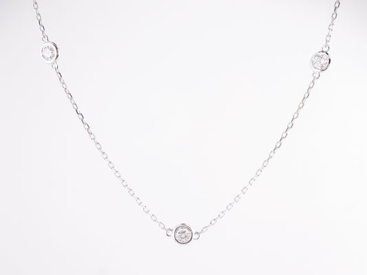 Round Cut Bezel Diamond Necklace in 14K White Gold