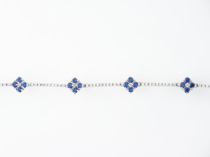 Diamond & Sapphire Line Bracelet in 18k White Gold