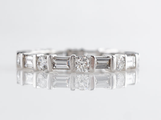 Round and Baguette Diamond Eternity Band in Platinum