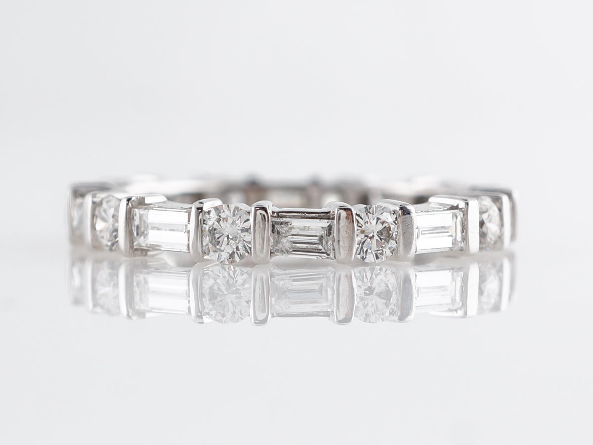 Round and Baguette Diamond Eternity Band in Platinum