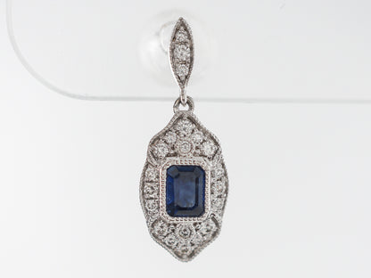 Art Deco Style Earrings w/ Sapphires & Diamonds