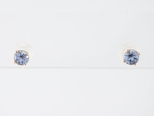 Round Sapphire Stud Earrings in 14k Yellow Gold