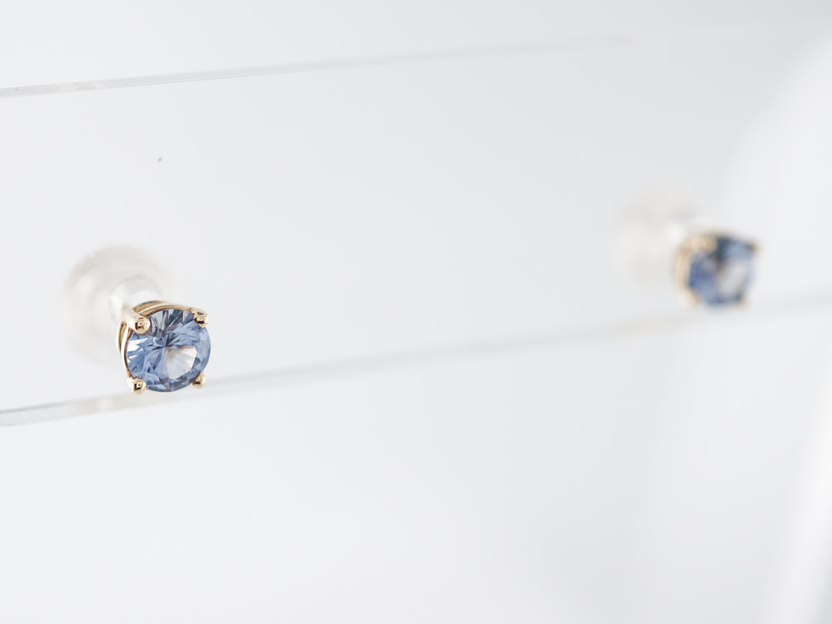 Round Sapphire Stud Earrings in 14k Yellow Gold