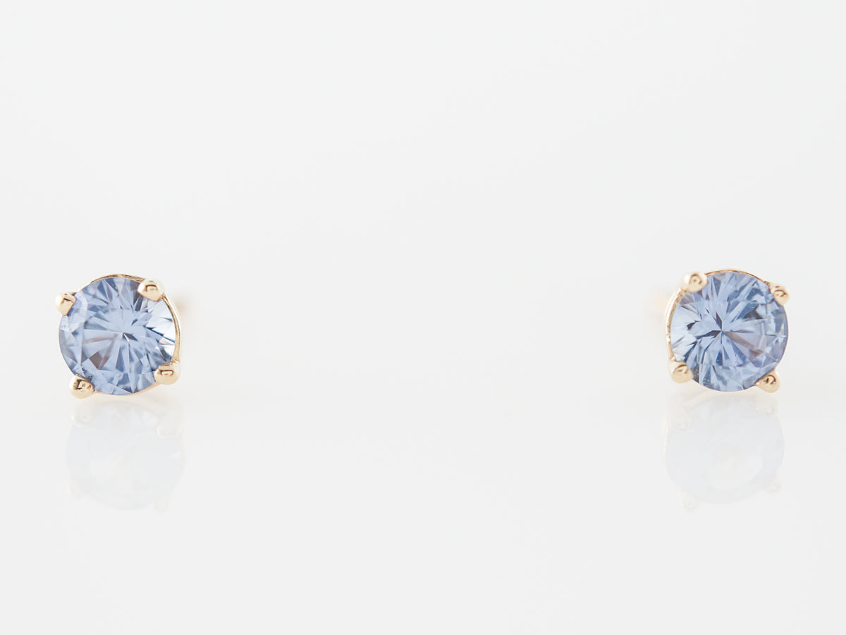 Round Sapphire Stud Earrings in 14k Yellow Gold