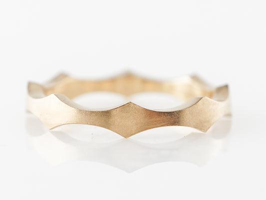 Scalloped Yellow Gold Ring w/ Brushed Finish