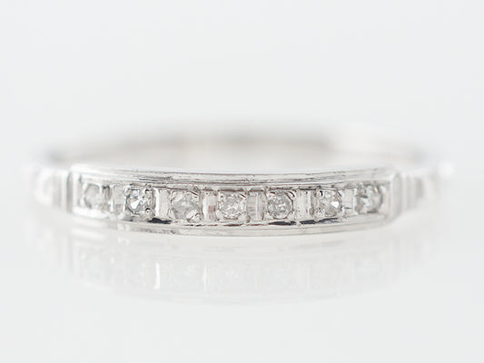 Vintage Single Cut Diamond Wedding Band in White Gold