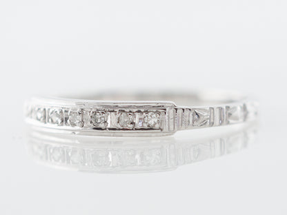 Vintage Single Cut Diamond Wedding Band in White Gold