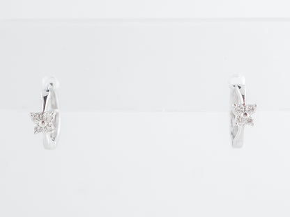 Small Diamond Cluster Hoop Earrings in 14k White Gold