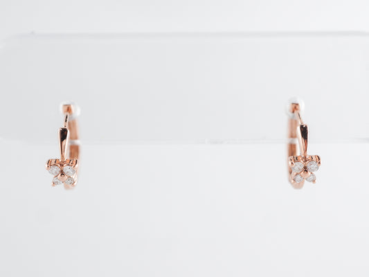 Small Hoop Diamond Earrings in 14k Rose Gold