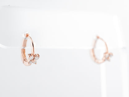 Small Hoop Diamond Earrings in 14k Rose Gold