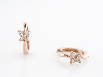Small Hoop Diamond Earrings in 14k Rose Gold