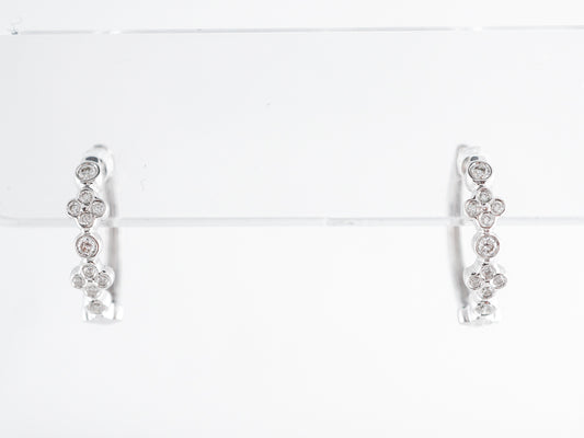 Small Hoop Diamond Earrings in 14k White Gold