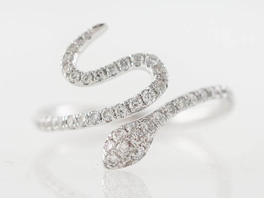 Right Hand Ring Modern .43 Round Brilliant Cut Diamonds in 14k White Gold