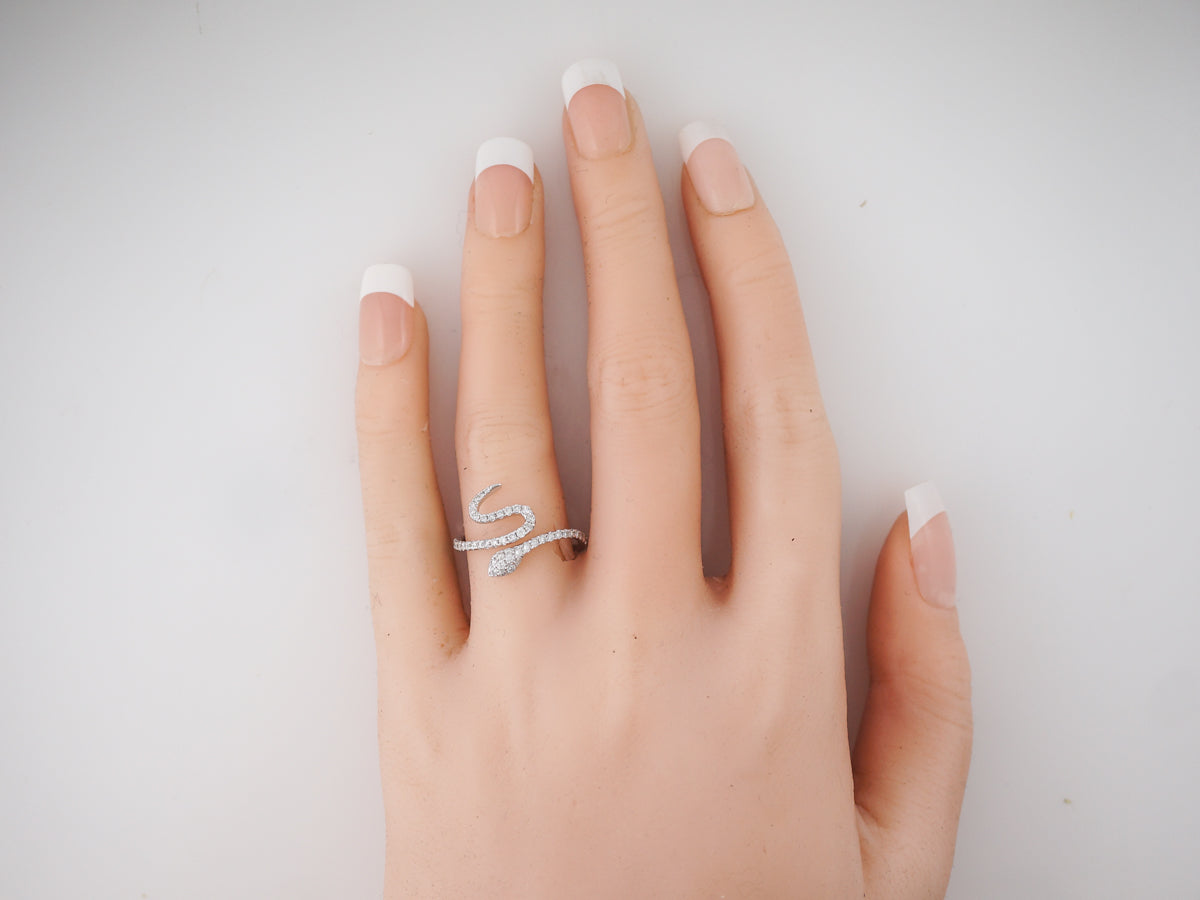 Right Hand Ring Modern .43 Round Brilliant Cut Diamonds in 14k White Gold