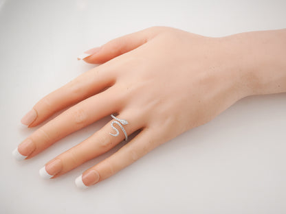Right Hand Ring Modern .43 Round Brilliant Cut Diamonds in 14k White Gold