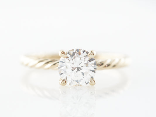 Twisted Band Diamond Engagement Ring in Yellow Gold