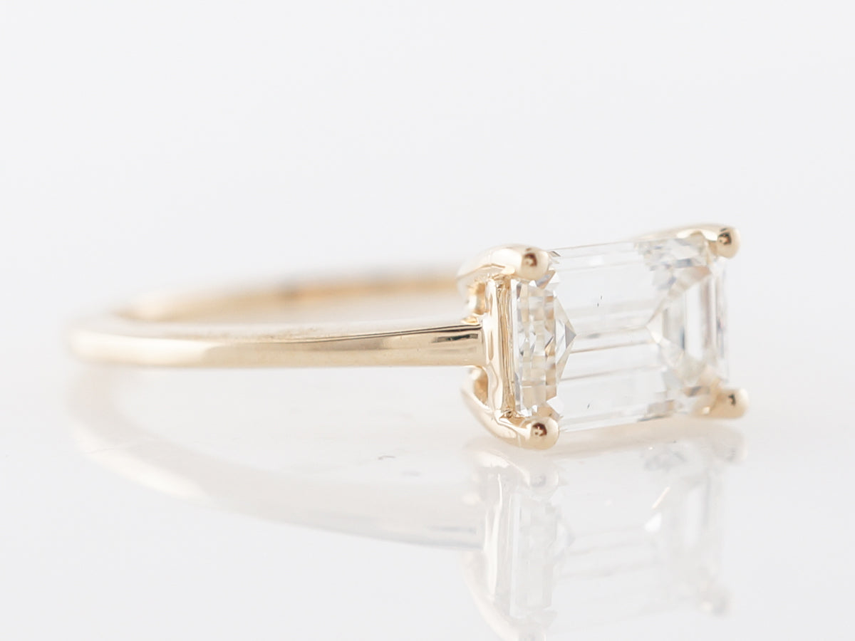 ***RTV***Emerald Cut Diamond Solitaire Engagement Ring in Yellow Gold