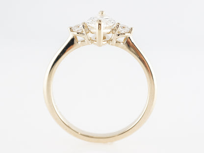 Three Stone Marquise Diamond Engagement Ring in 14K