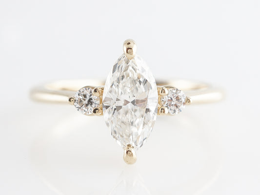 Three Stone Marquise Diamond Engagement Ring in 14K