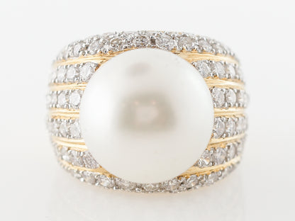 South Sea Pearl & Diamond Cocktail Ring in Yellow Gold