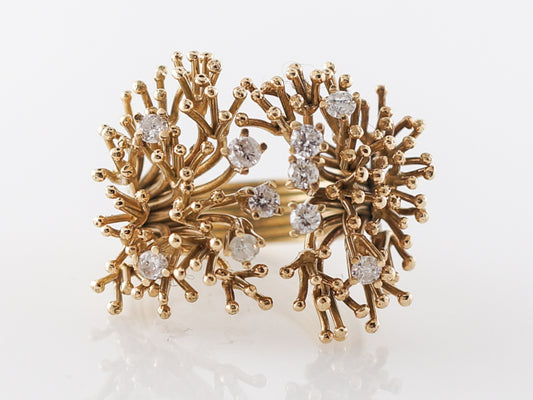 Tree Branch Diamond Cocktail Ring in Yellow Gold