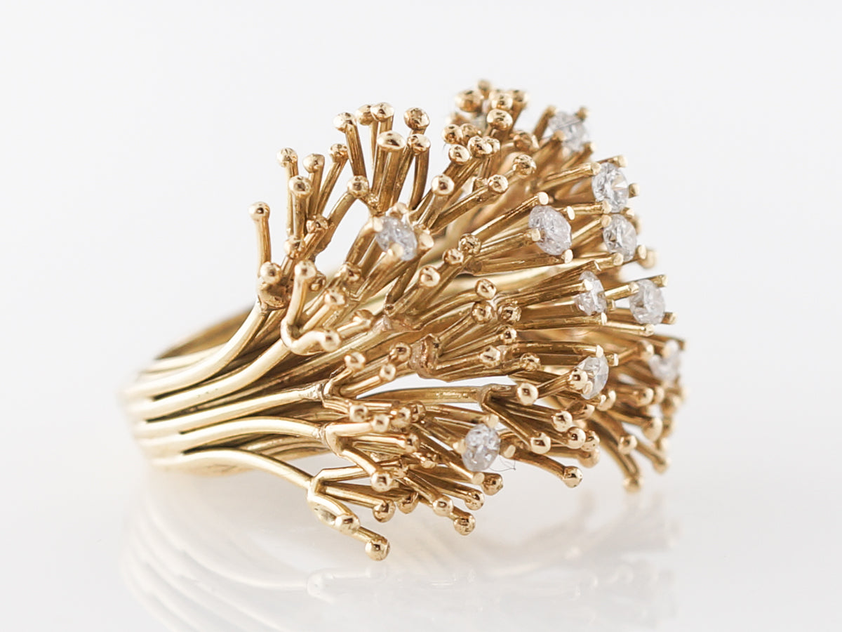 Tree Branch Diamond Cocktail Ring in Yellow Gold