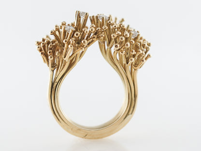 Tree Branch Diamond Cocktail Ring in Yellow Gold