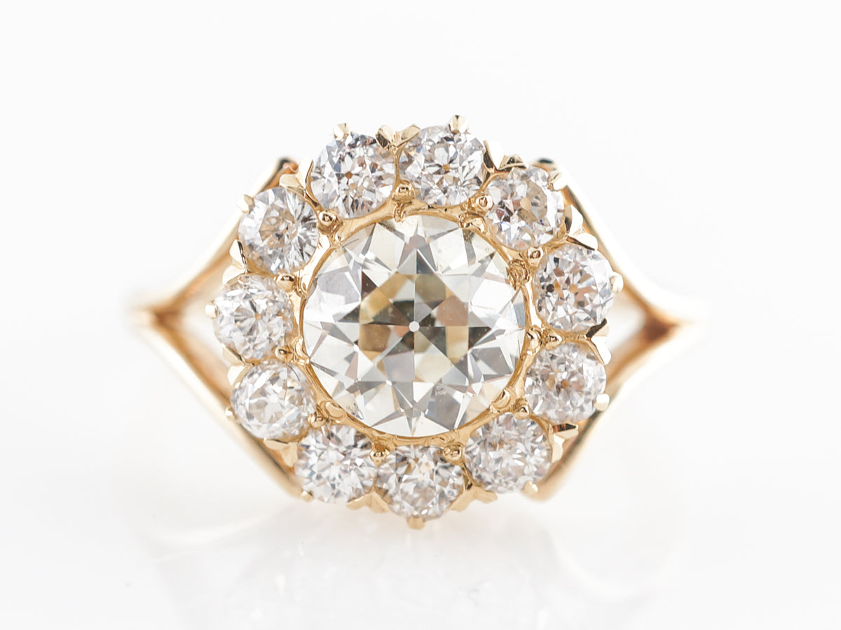 Split Shank Victorian Halo Diamond Engagement Ring