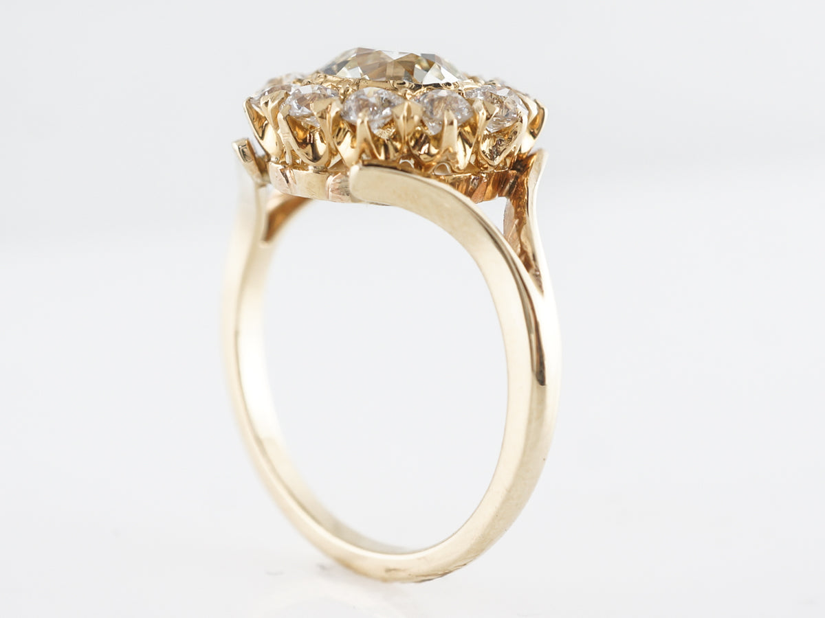 Split Shank Victorian Halo Diamond Engagement Ring