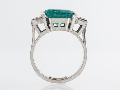 Square Cut Colombian Emerald w/ Diamond Cocktail Ring in Platinum
