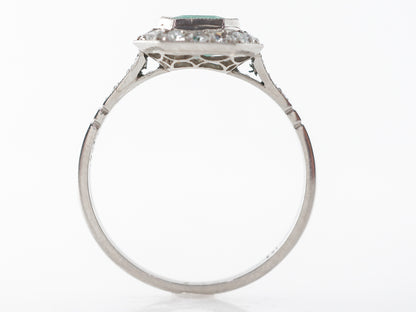 Square Cut Emerald & Diamond Engagement Ring in Platinum