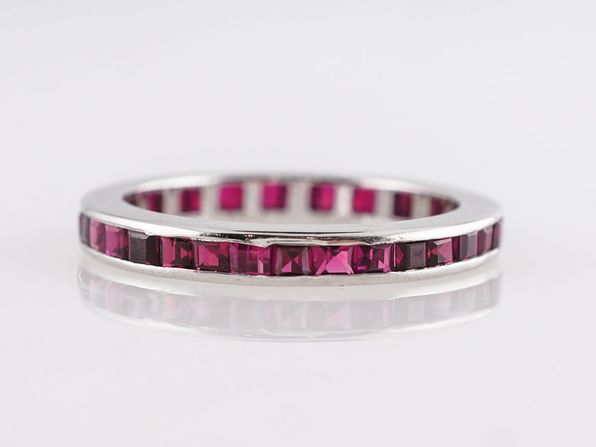 Square Cut Ruby Eternity Band in White Gold