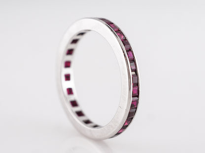 Square Cut Ruby Eternity Band in White Gold