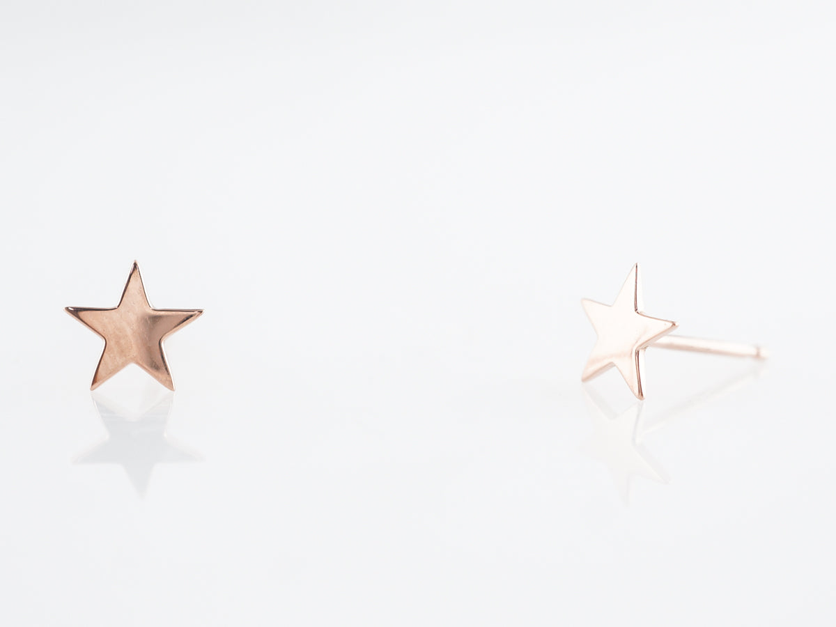 Simple Star Stud Earrings 14K Rose Gold