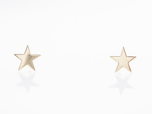 Yellow Gold Star Stud Earrings in 14K