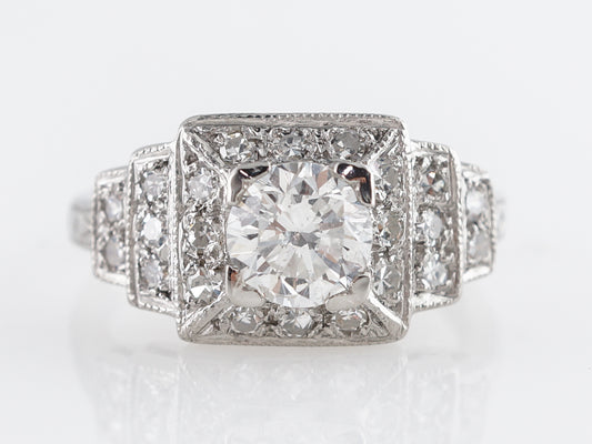 Stepped Art Deco Diamond Engagement Ring in Platinum