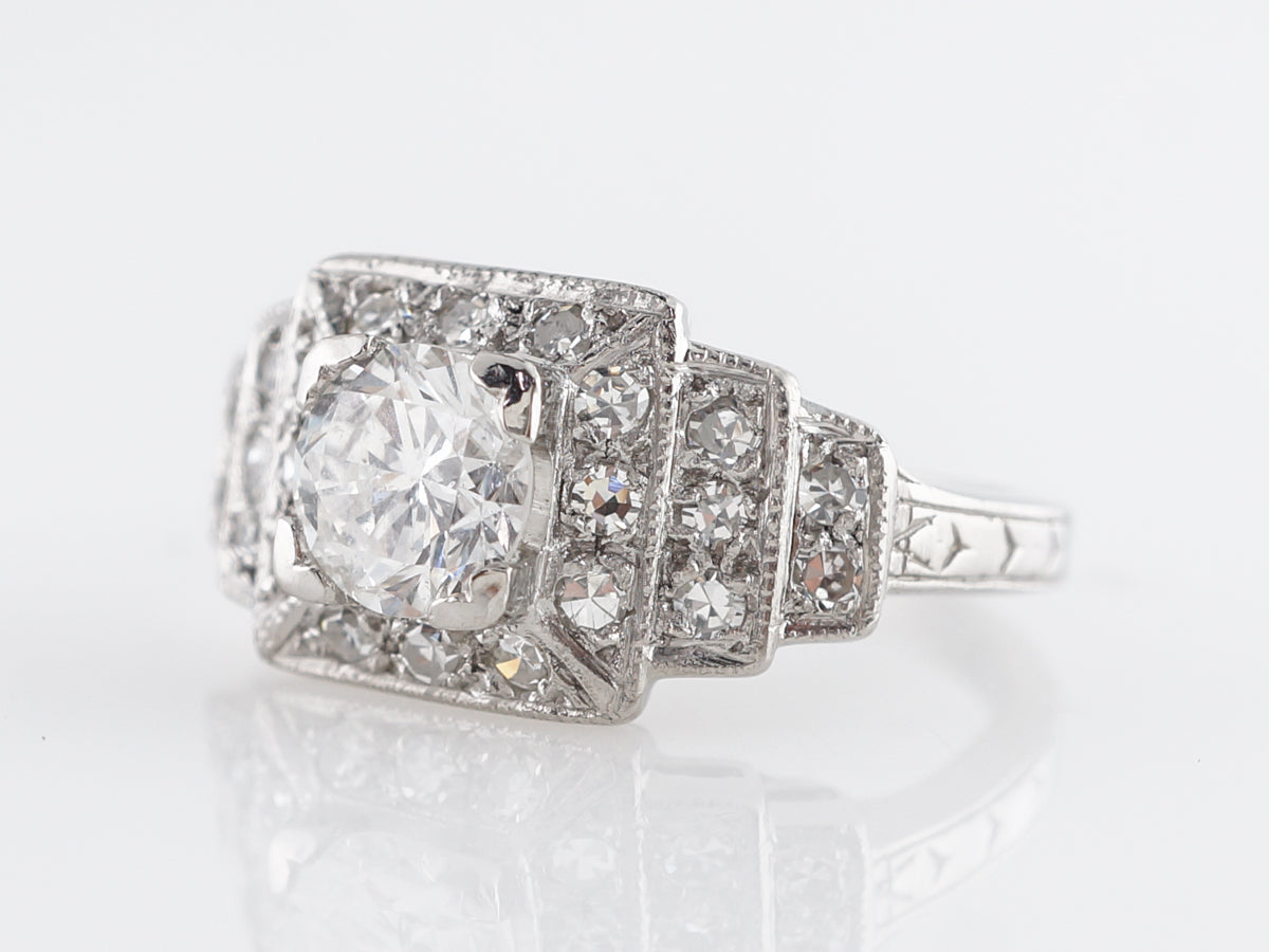 Stepped Art Deco Diamond Engagement Ring in Platinum