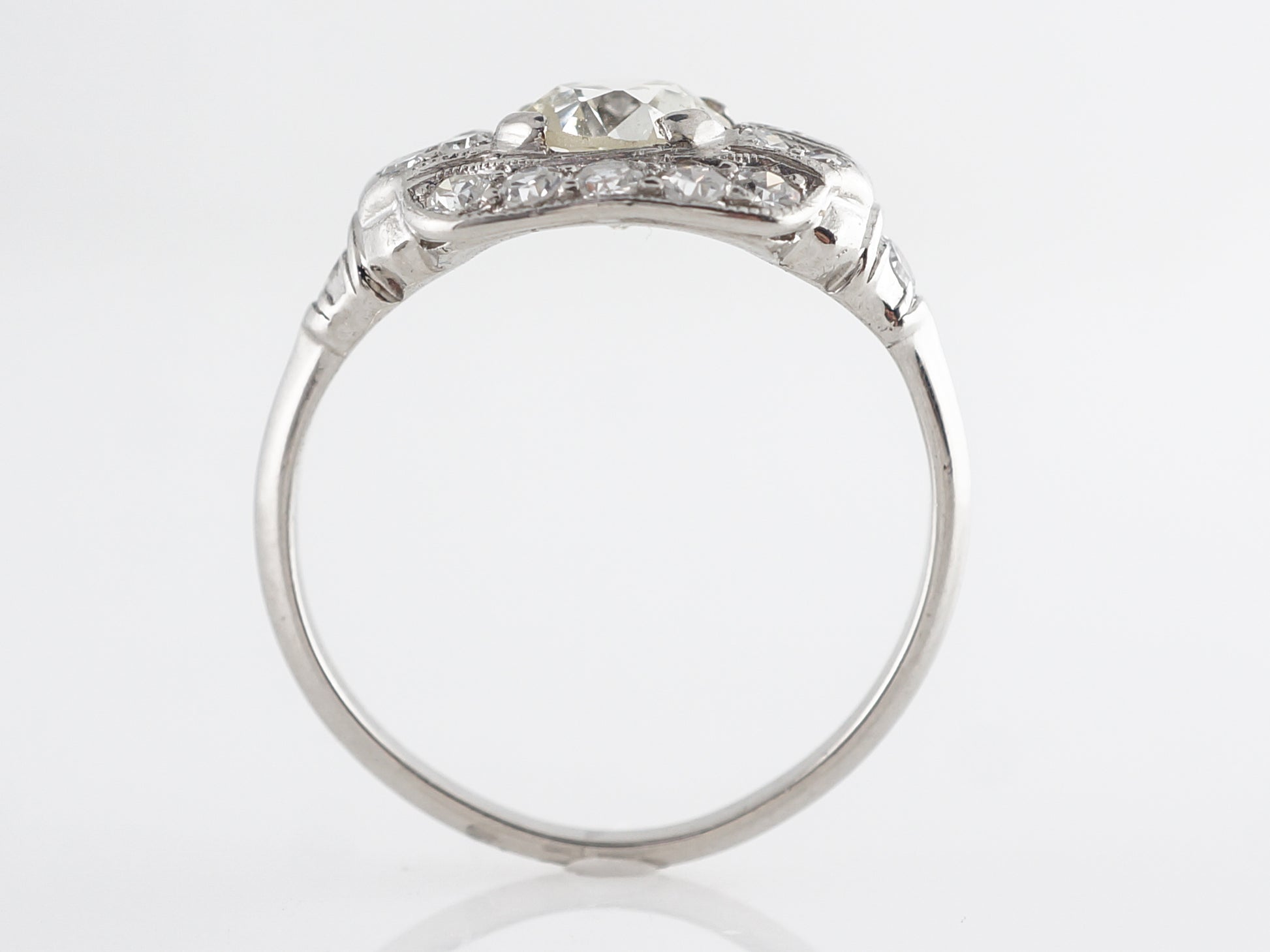 Art Deco Diamond Cluster Engagement Ring in Platinum