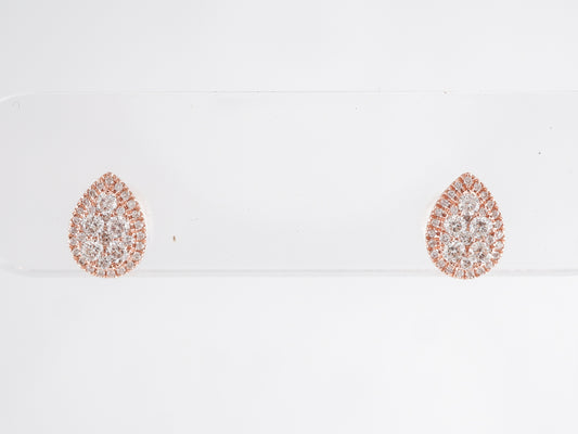 Stud Diamond Cluster Earrings in 14K Rose Gold