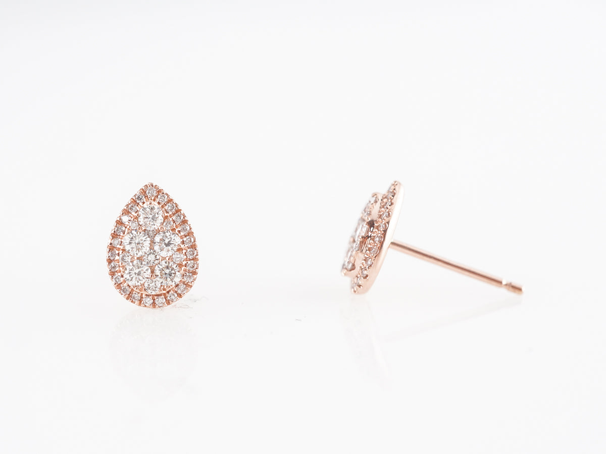 Stud Diamond Cluster Earrings in 14K Rose Gold