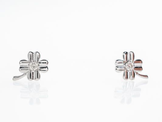 Petite Diamond Stud Earrings in 14k White Gold