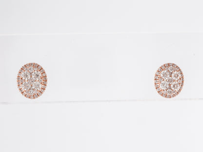 Oval Cluster Stud Diamond Earrings in 14K Rose Gold