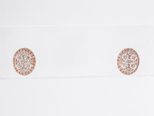 Oval Cluster Stud Diamond Earrings in 14K Rose Gold